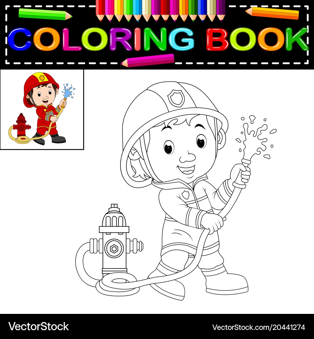 Firefighter Coloring Book Royalty Free Vector Image