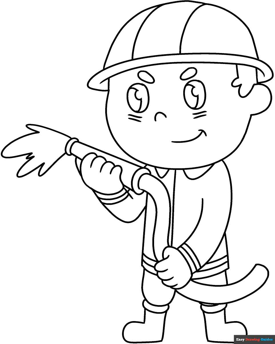 Firefighter Coloring Page Easy Drawing Guides Firefighter Coloring Page Easy Drawing Guides