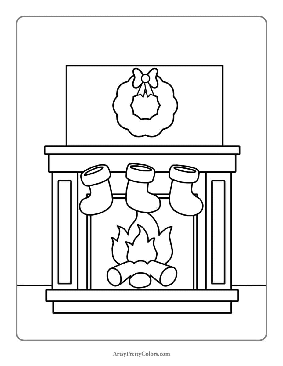 Free Printable Christmas Fireplace Coloring Pages