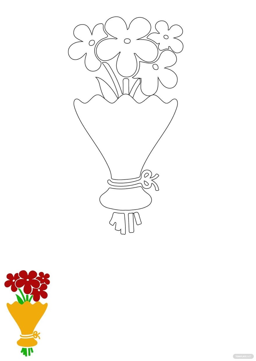 Flower Bouquet Coloring Page In JPG PDF EPS Download Template