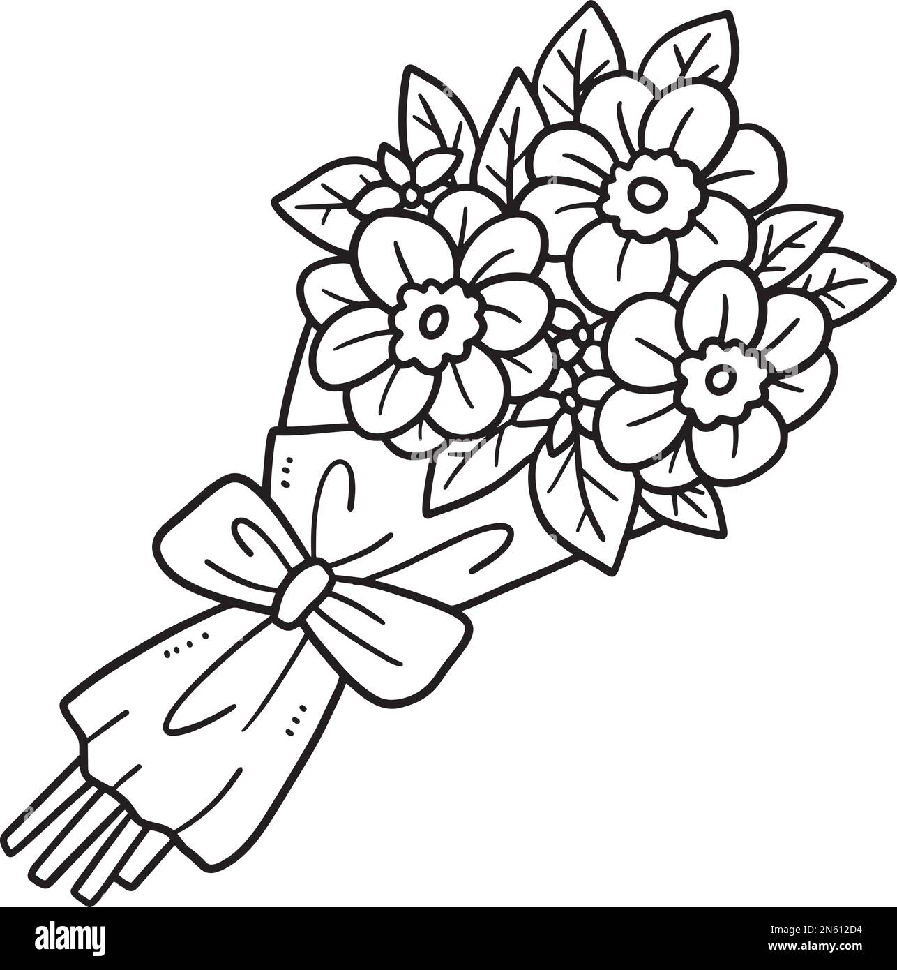 Flower Bouquet Isolated Coloring Page For Kids Stock Vector Image Worksheets Library