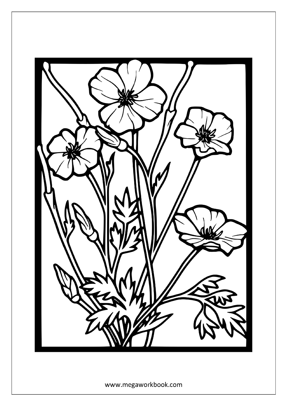 Flower Coloring Pages Plant U0026 Tree Coloring Pages Leaf Coloring Pages Free Printables Coloring Sheets MegaWorkbook
