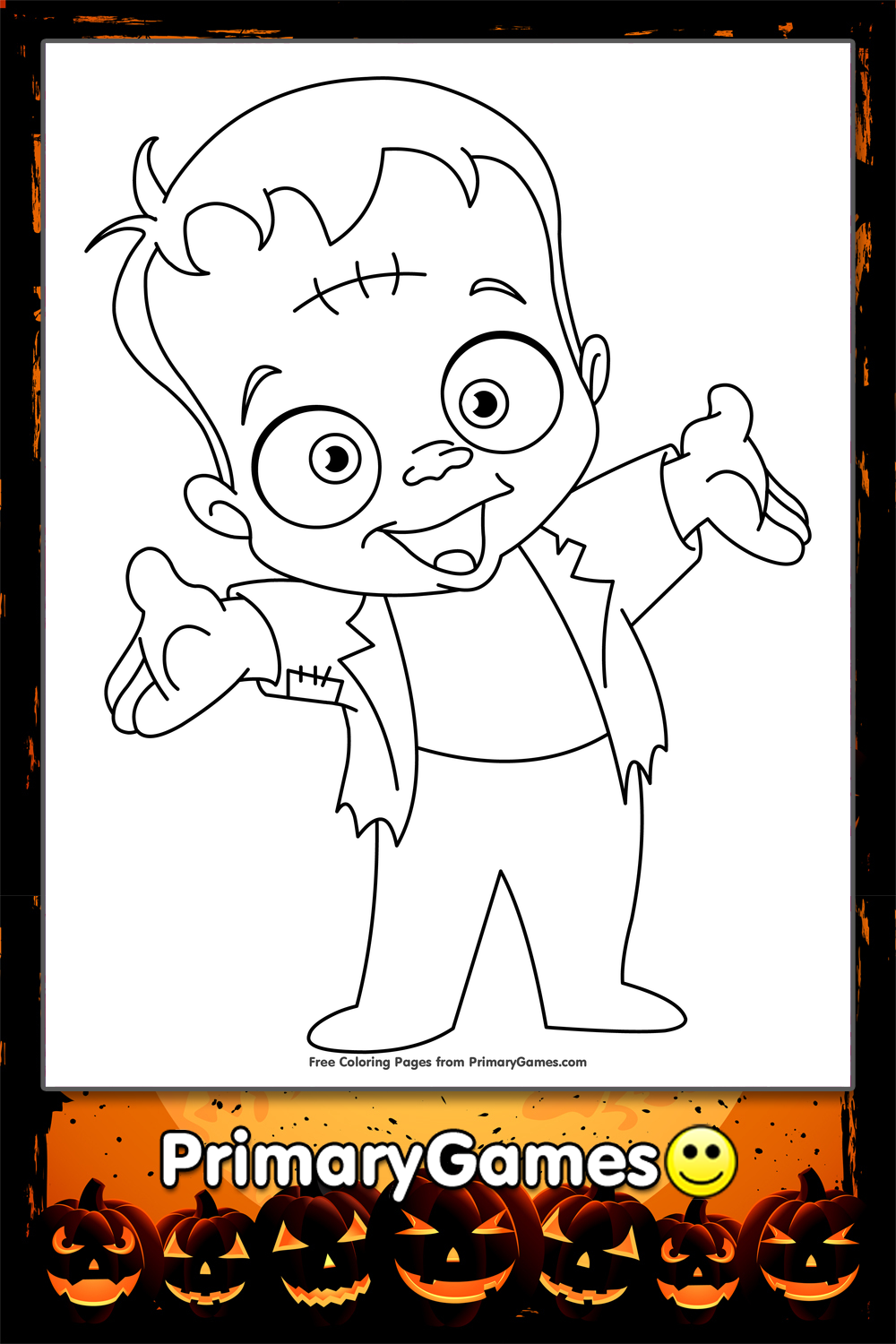 Frankenstein Coloring Page FREE Printable PDF From PrimaryGames Frankenstein Coloring Page FREE Printable PDF From PrimaryGames