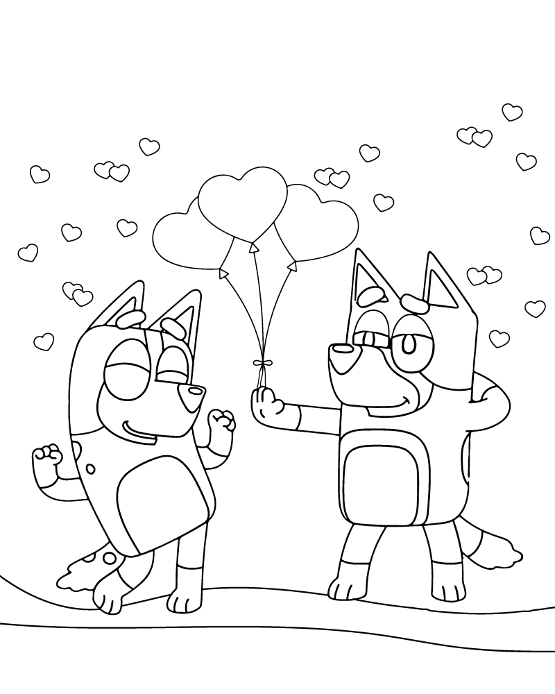 Bluey Valentines Coloring Pages Printable