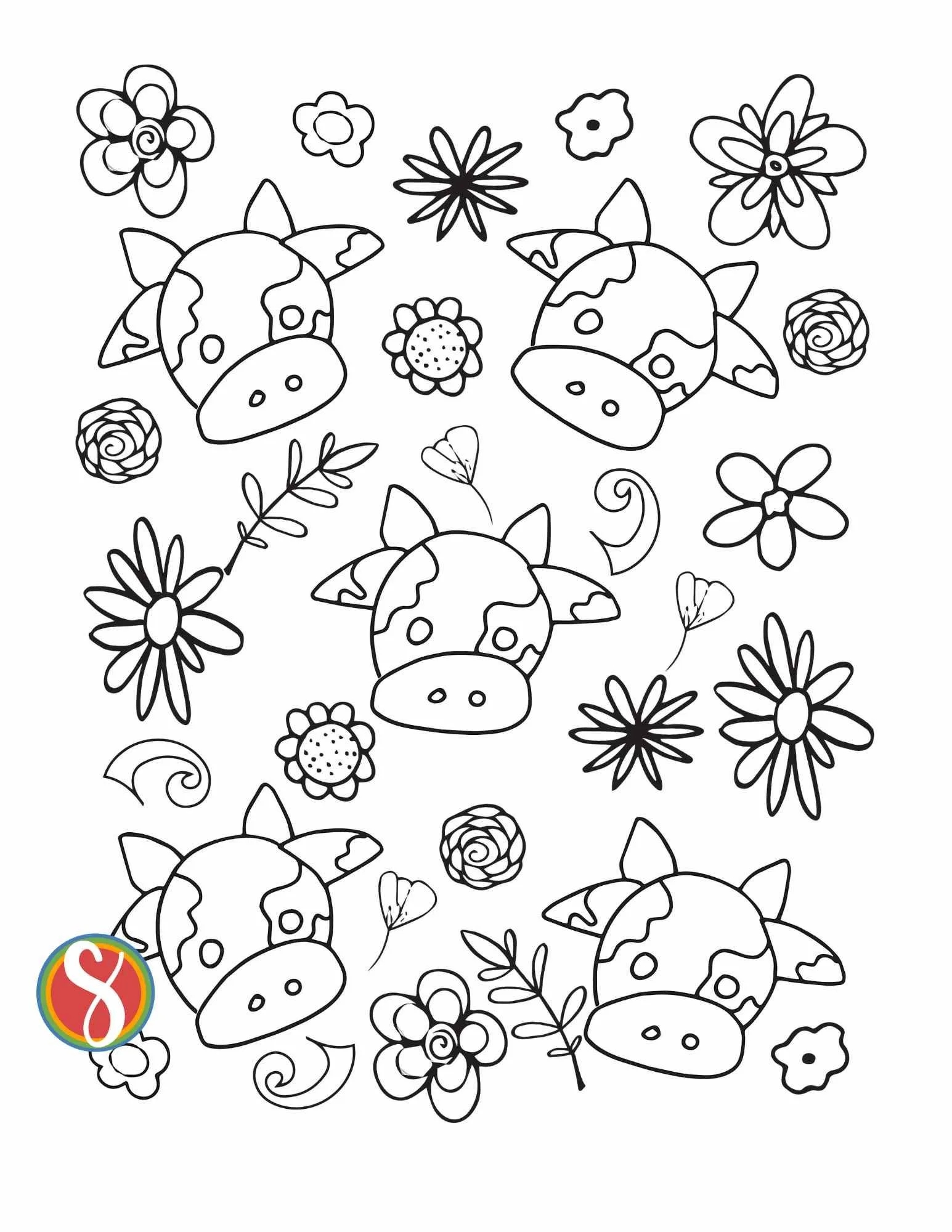 Printable Cute Cow Coloring Pages