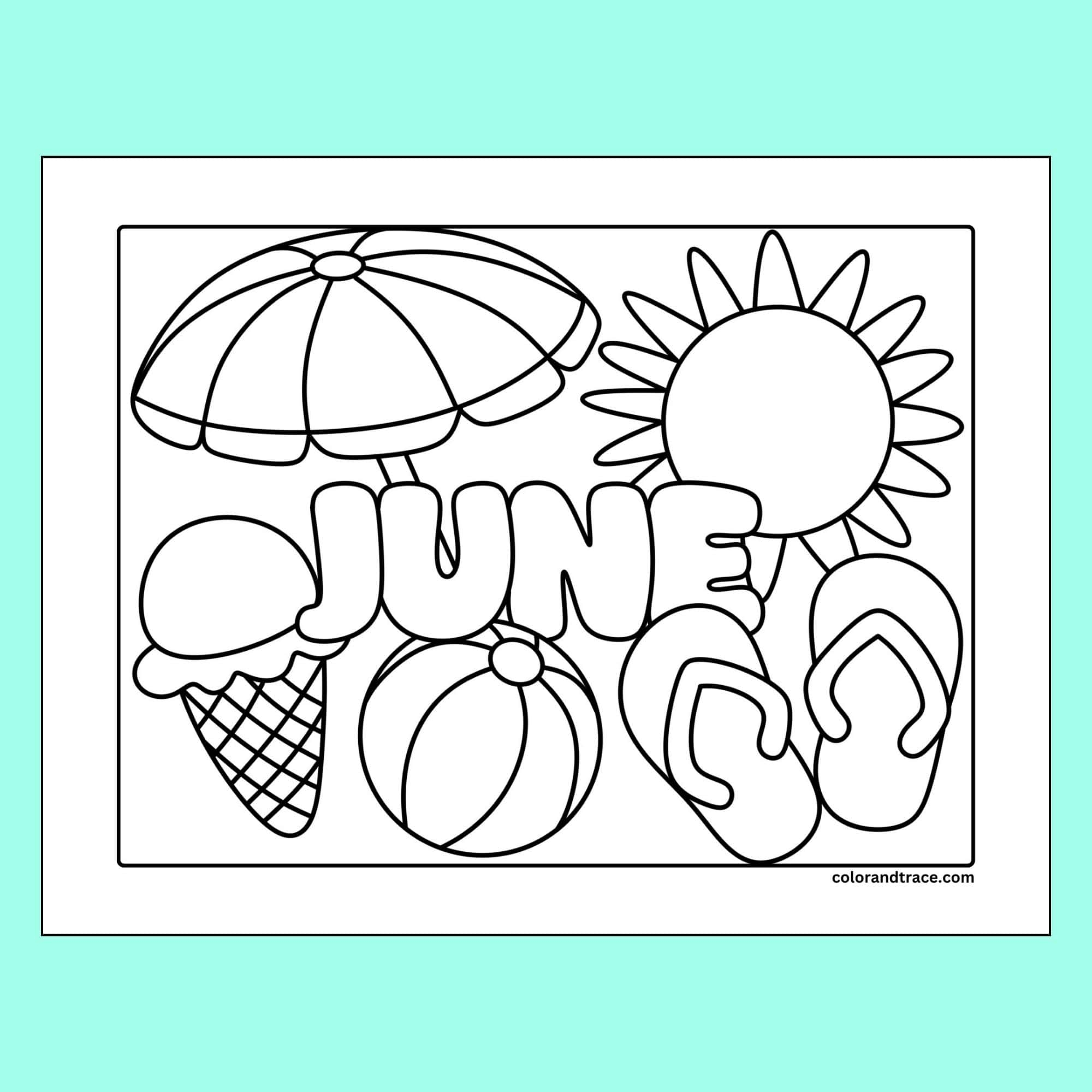 Free June Coloring Page Printable For Kids Color And Trace Free June Coloring Page Printable For Kids Color And Trace