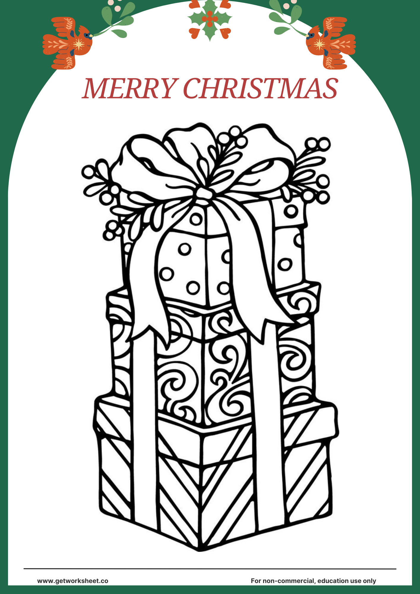 Free Merry Christmas Coloring Pages Worksheets Get Worksheet