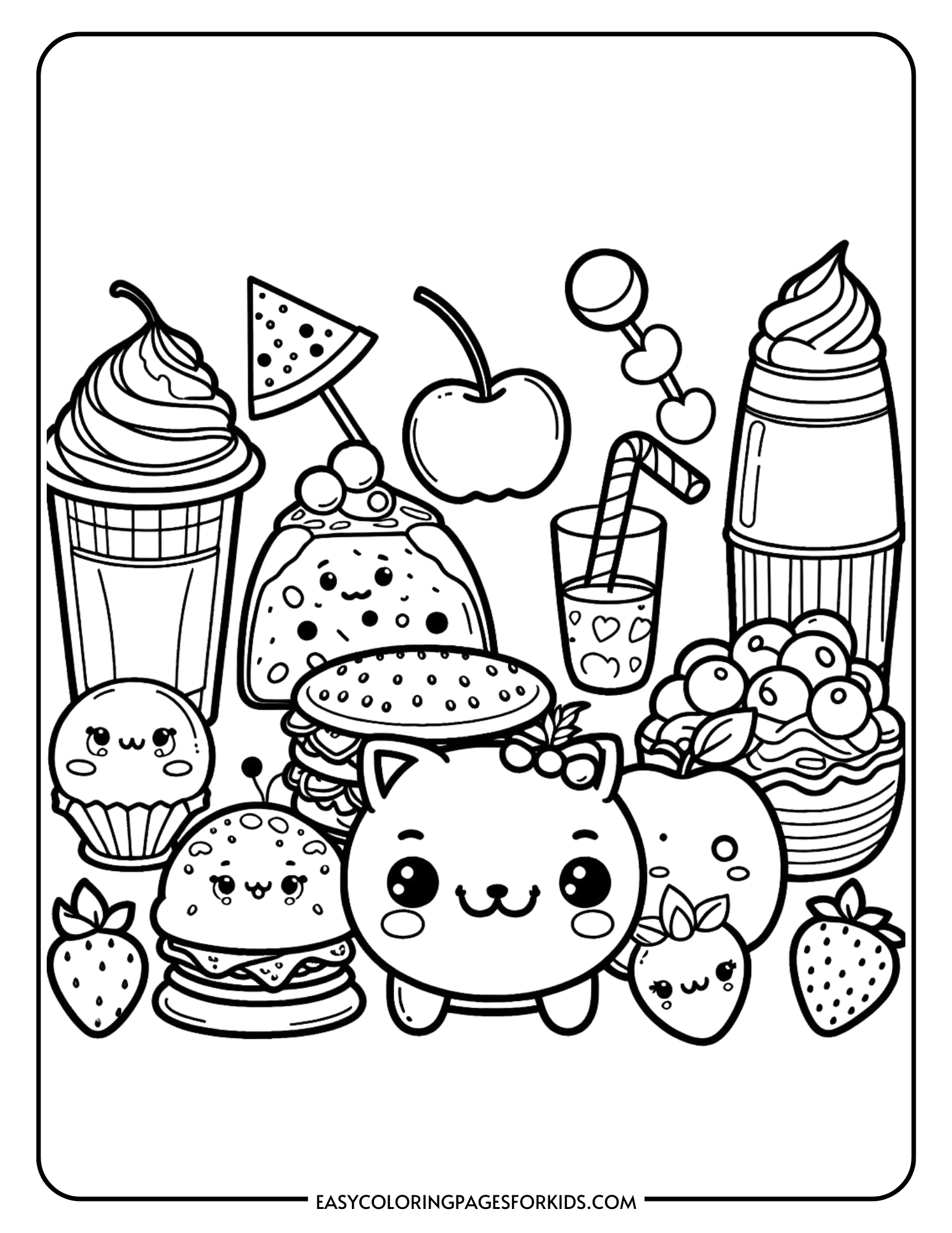 Free Printable Cute Food Coloring Pages For Kids Easy Coloring Pages For Kids