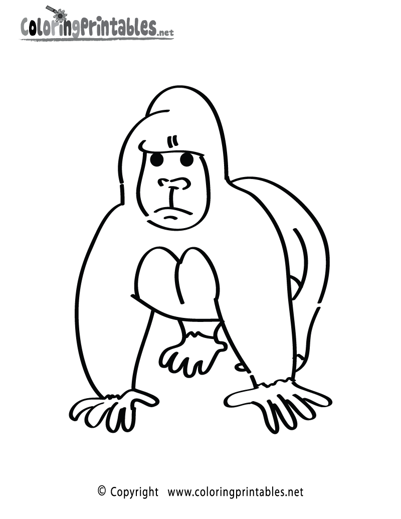 Free Printable Gorilla Coloring Page Free Printable Gorilla Coloring Page