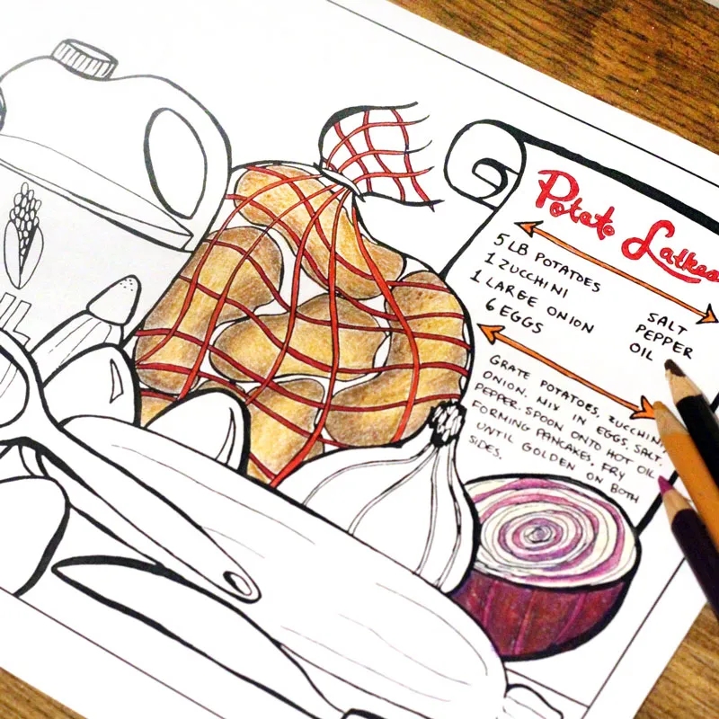 Free Printable Hanukkah Coloring Page For Adults Latkes Recipe Free Printable Hanukkah Coloring Page For Adults Latkes Recipe