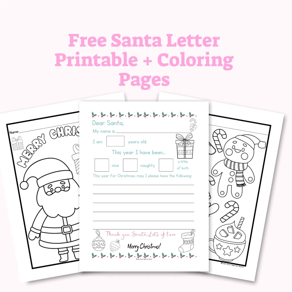 Free Printable Letter To Santa Learn Grow Aspire