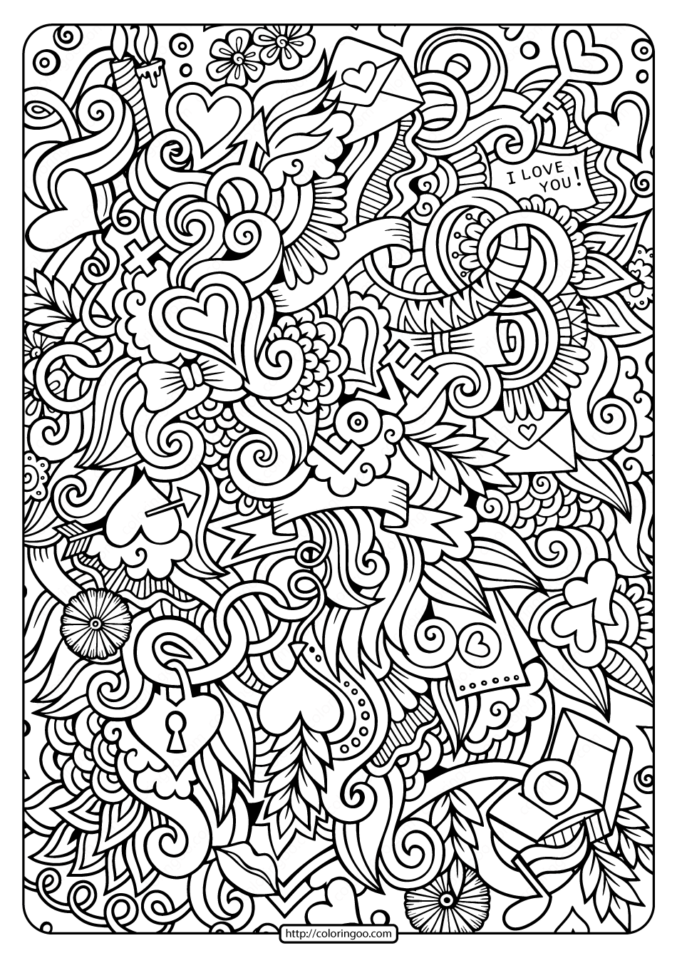 Free Printable Love Doodle Pdf Coloring Page Free Printable Love Doodle Pdf Coloring Page