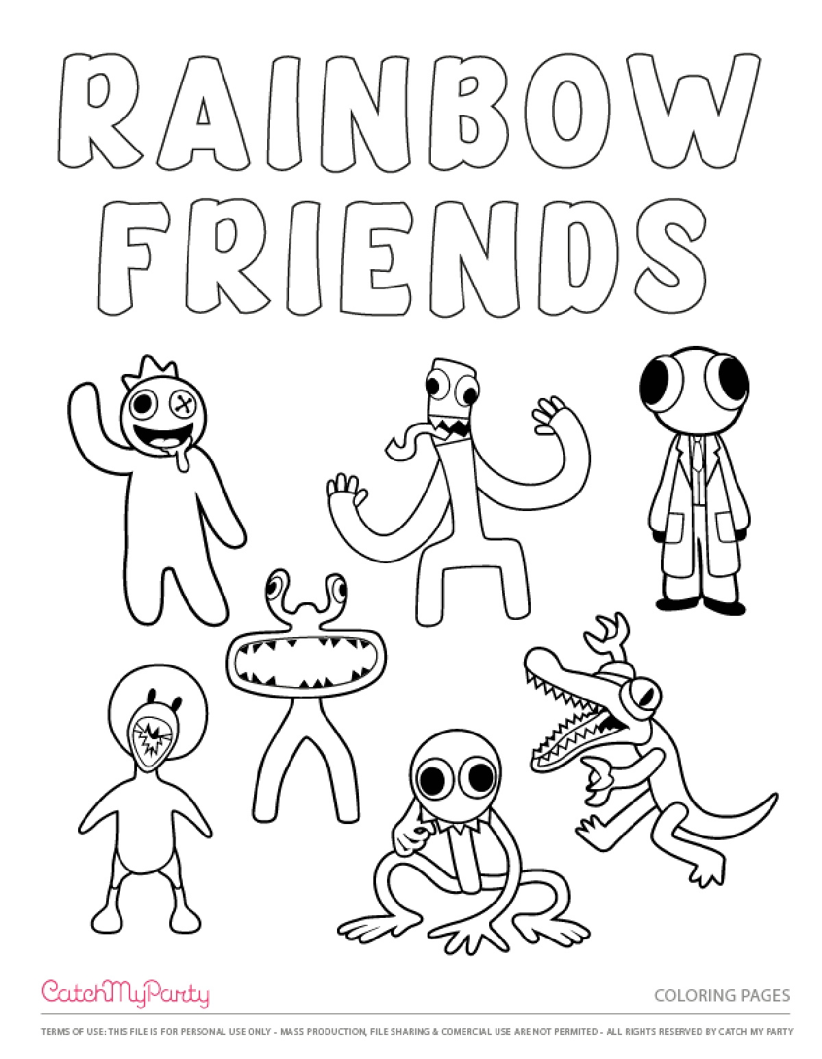 Free Rainbow Friends Party Printables Coloring Pages Catch My Free Rainbow Friends Party Printables Coloring Pages Catch My