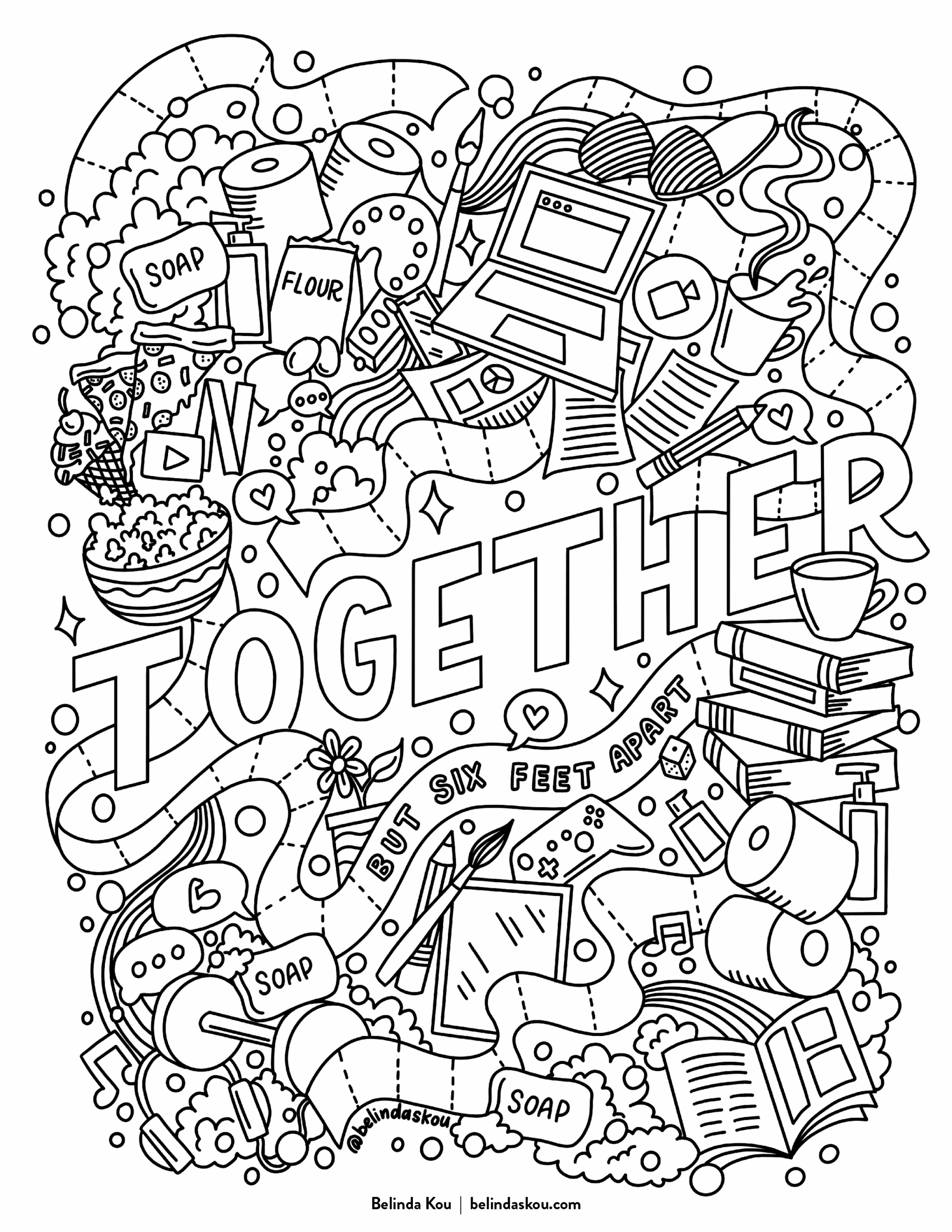 Free Social Distancing Coloring Page Belinda Lettering Artist 