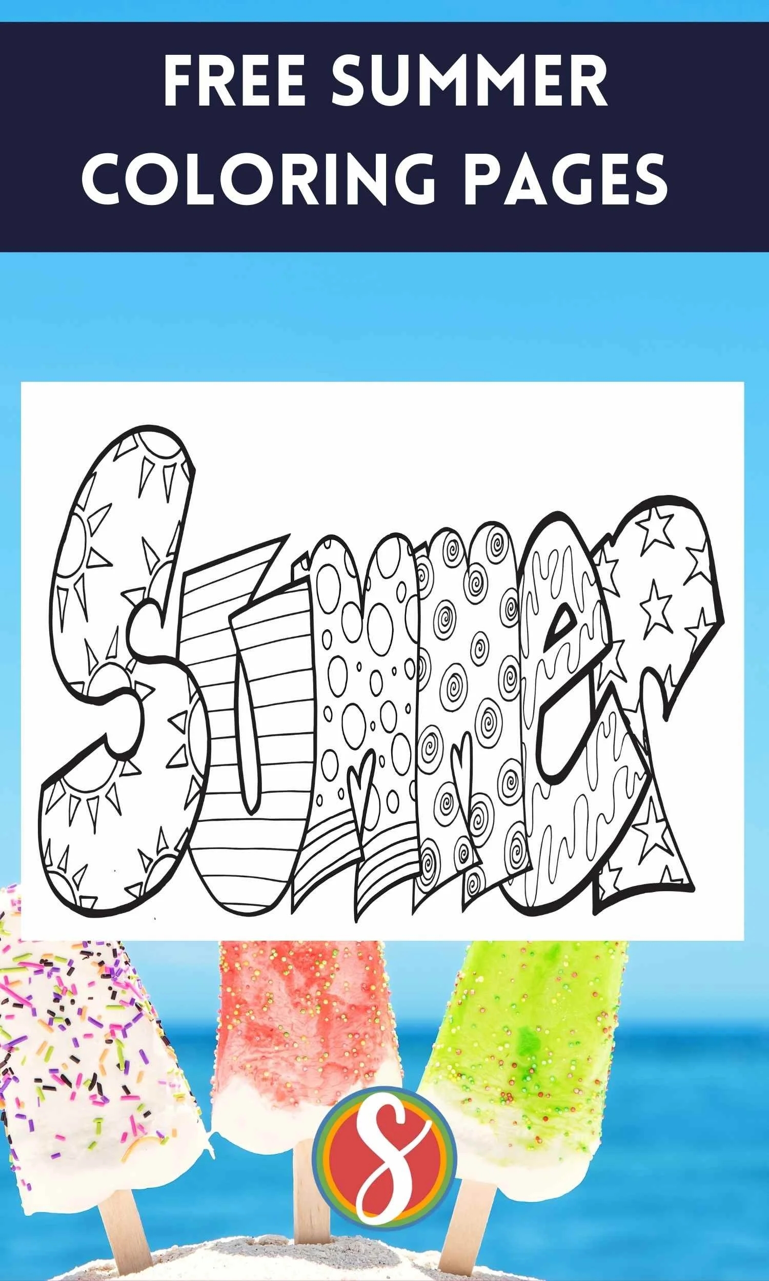 Free Summer Coloring Pages Stevie Doodles