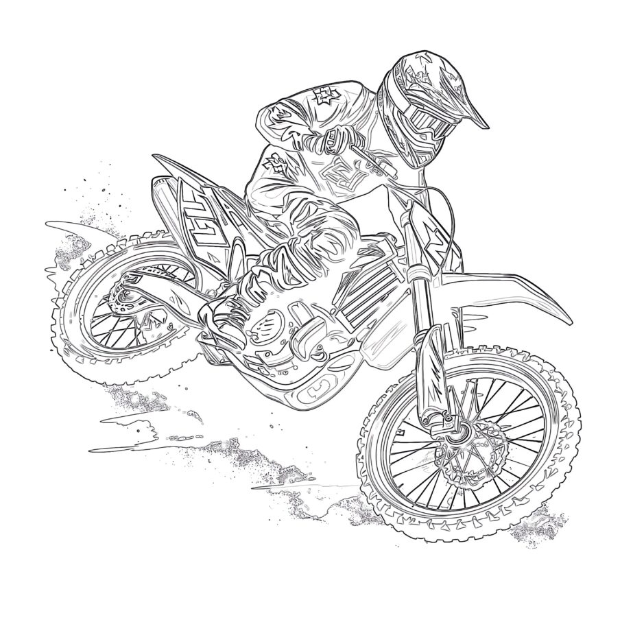 Freestyle Motocross Coloring Page Coloring Pages Mimi Panda
