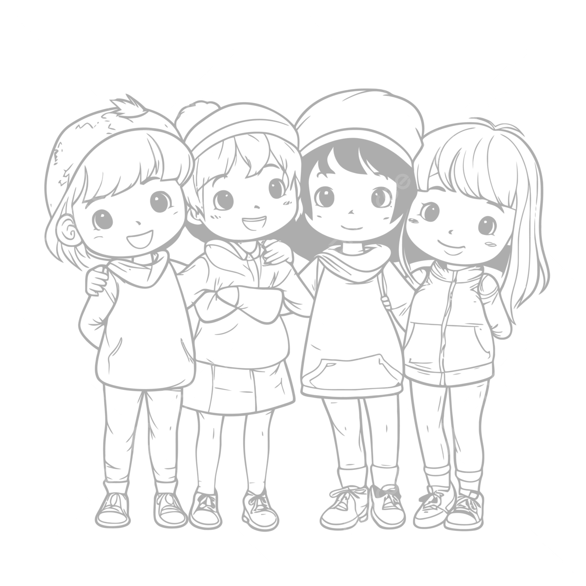 Girls Coloring Pages Printable Free Download Friends Coloring Page For Free Outline Sketch Drawing Vector Wing Drawing Girl Drawing Friends Drawing PNG And Vector With Transparent Background For Free Download