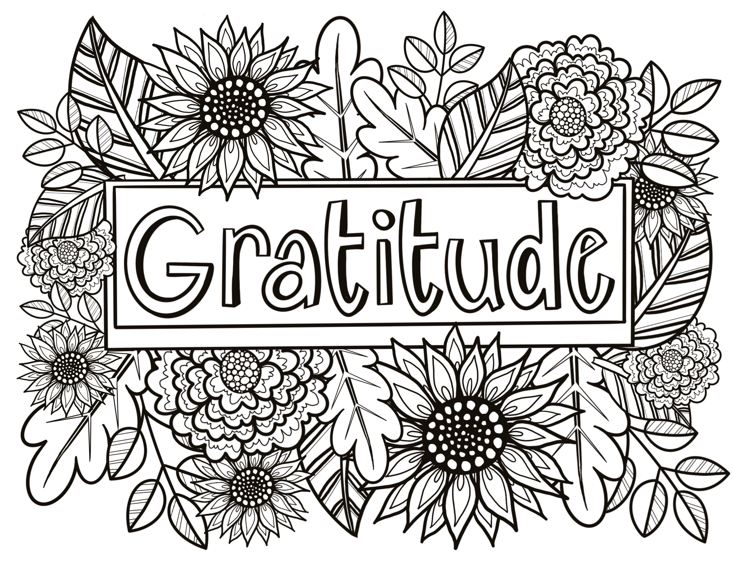 Gratitude Coloring Page Fat Cat Pottery
