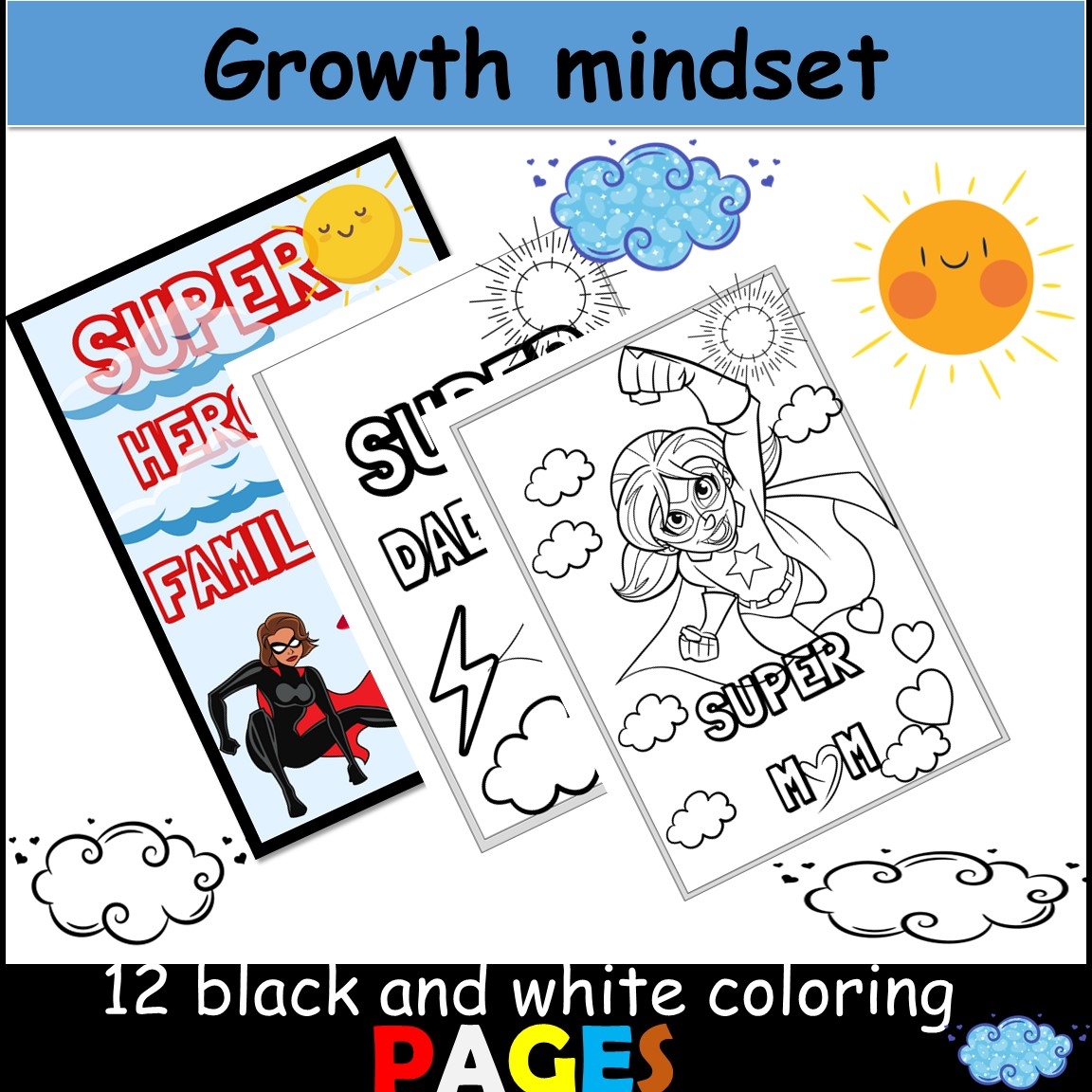 Growth Mindset Coloring Pages Super Family Made By Teachers Growth Mindset Coloring Pages Super Family Made By Teachers