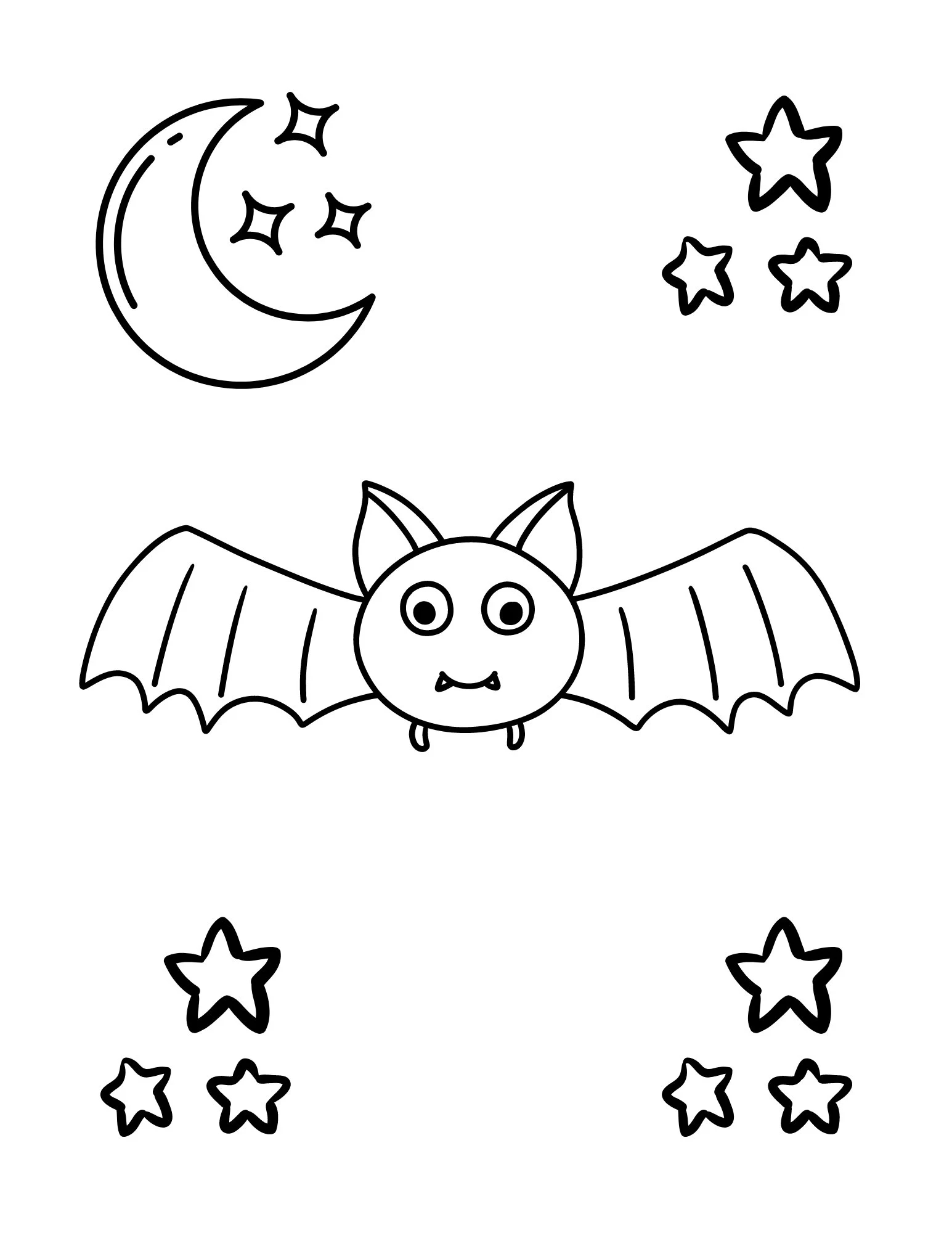 Halloween Coloring Page Bat And Stars Halloween Coloring Page Bat And Stars
