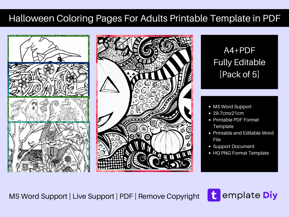 Halloween Coloring Pages For Adults Printable Template PDF Halloween Coloring Pages For Adults Printable Template PDF