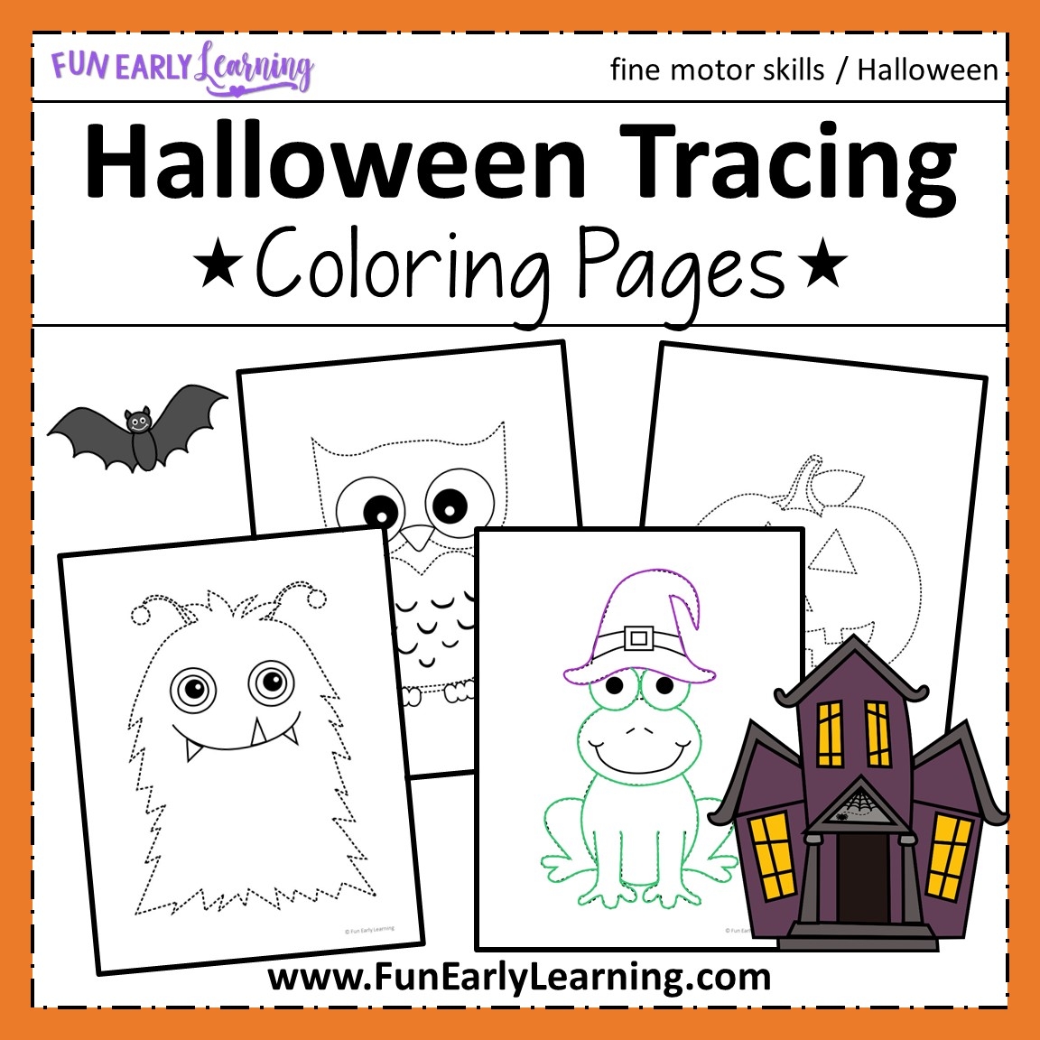 Halloween Coloring Pages Printable Free Tracing Activity Fun Early Learning