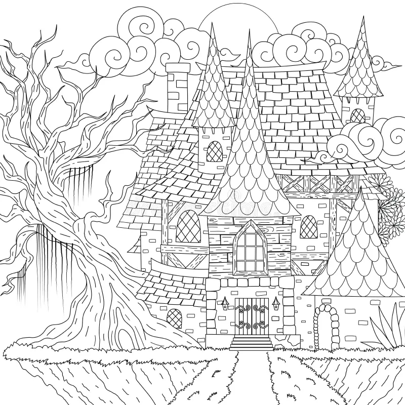 Halloween Coloring Spooky House Stock Illustrations 877 Halloween Coloring Spooky House Stock Illustrations Vectors Clipart Dreamstime