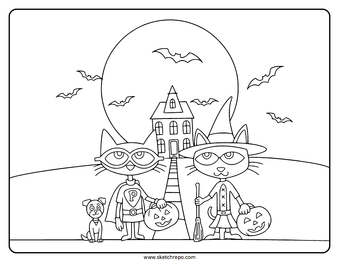 Halloween Pete The Cat Coloring Page Sketch Repo Halloween Pete The Cat Coloring Page Sketch Repo