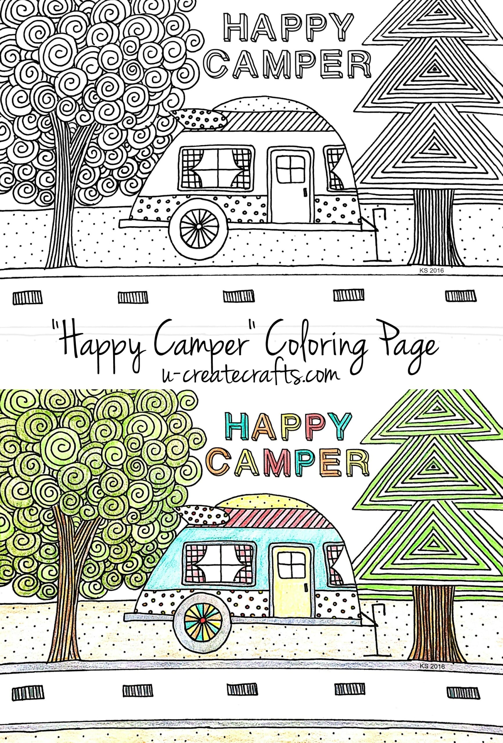 Happy Camper Coloring Page Happy Camper Coloring Page