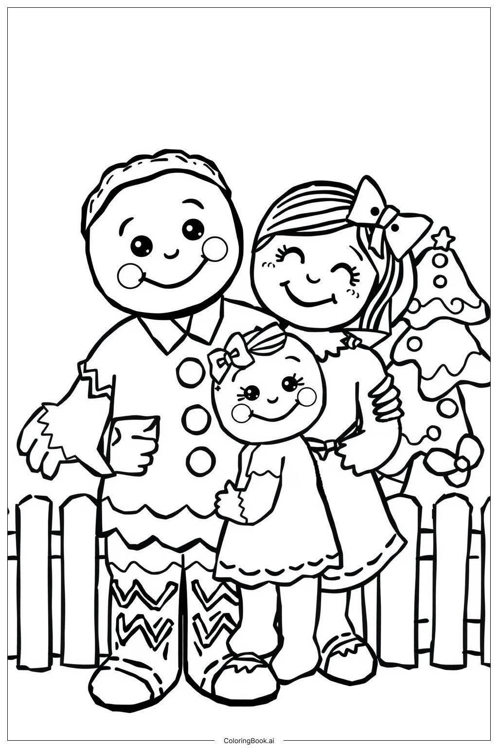 Happy Gingerbread Family Coloring Page Free PDF PNG Printable Happy Gingerbread Family Coloring Page Free PDF PNG Printable