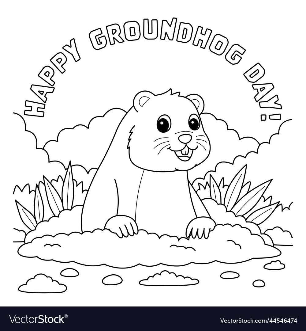 Happy Groundhog Day Coloring Page For Kids Vector Image Happy Groundhog Day Coloring Page For Kids Vector Image