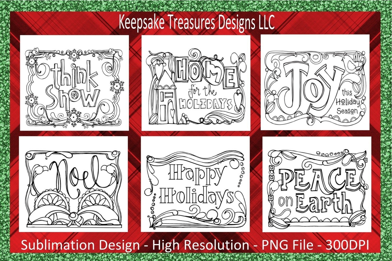 Happy Holidays Christmas Coloring Cards 6 Printable Card