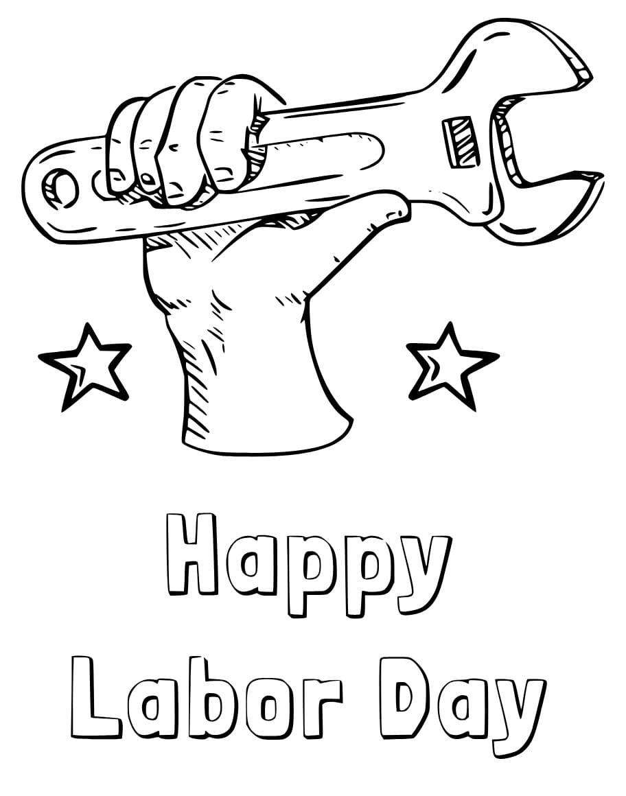 Happy Labor Day With Wrench Coloring Page Download Print Or 