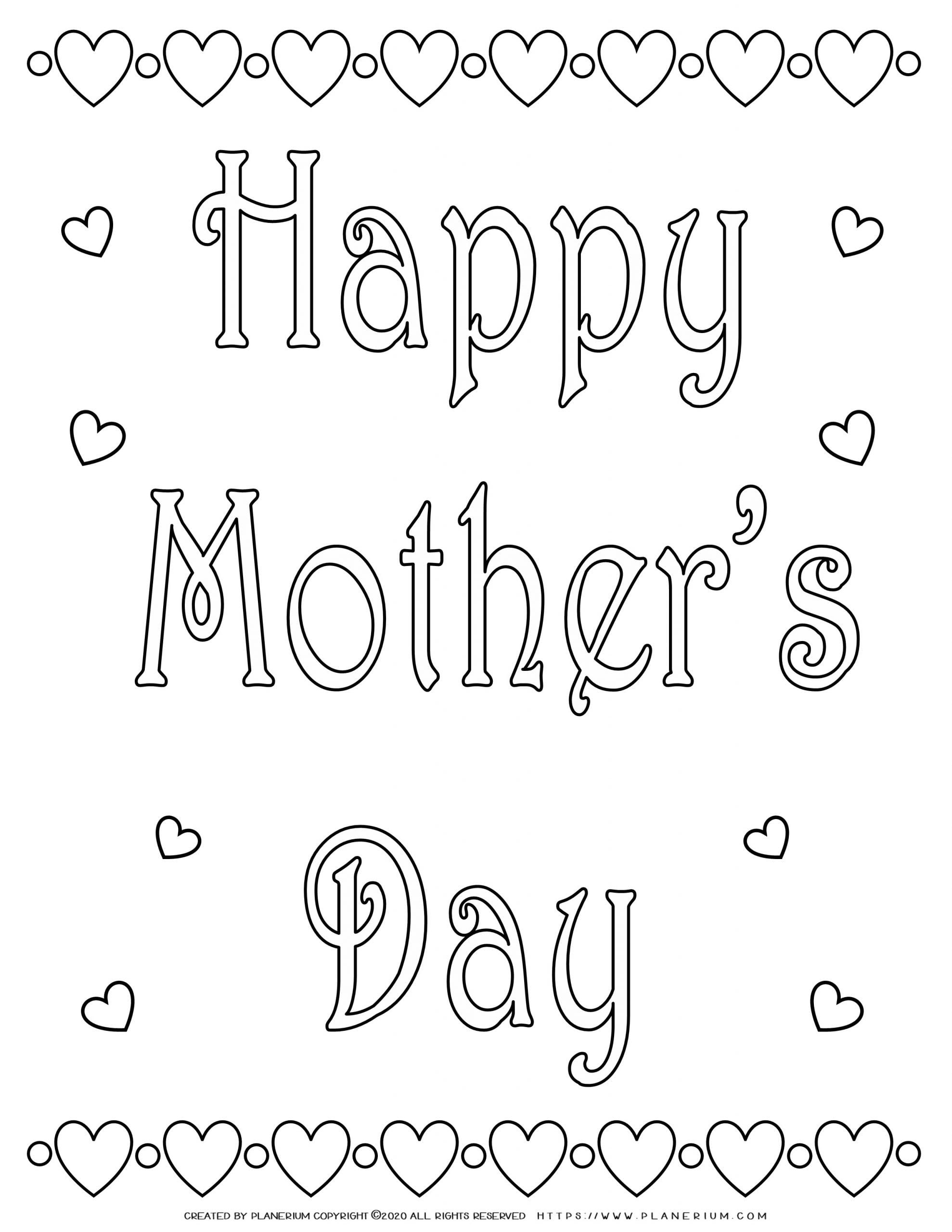 Happy Mother s Day Coloring Page Planerium Happy Mother s Day Coloring Page Planerium