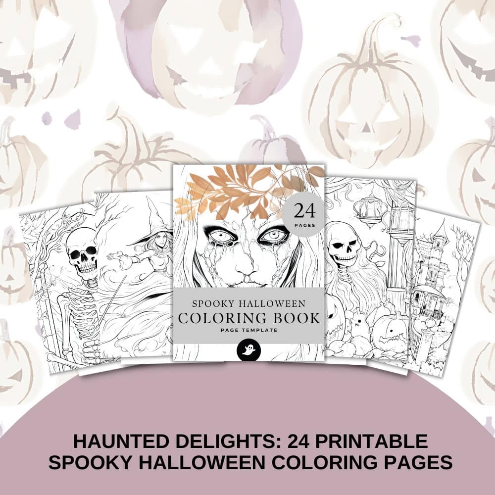 Haunted Delights 24 Printable Spooky Halloween Coloring Pages Planners By Kat