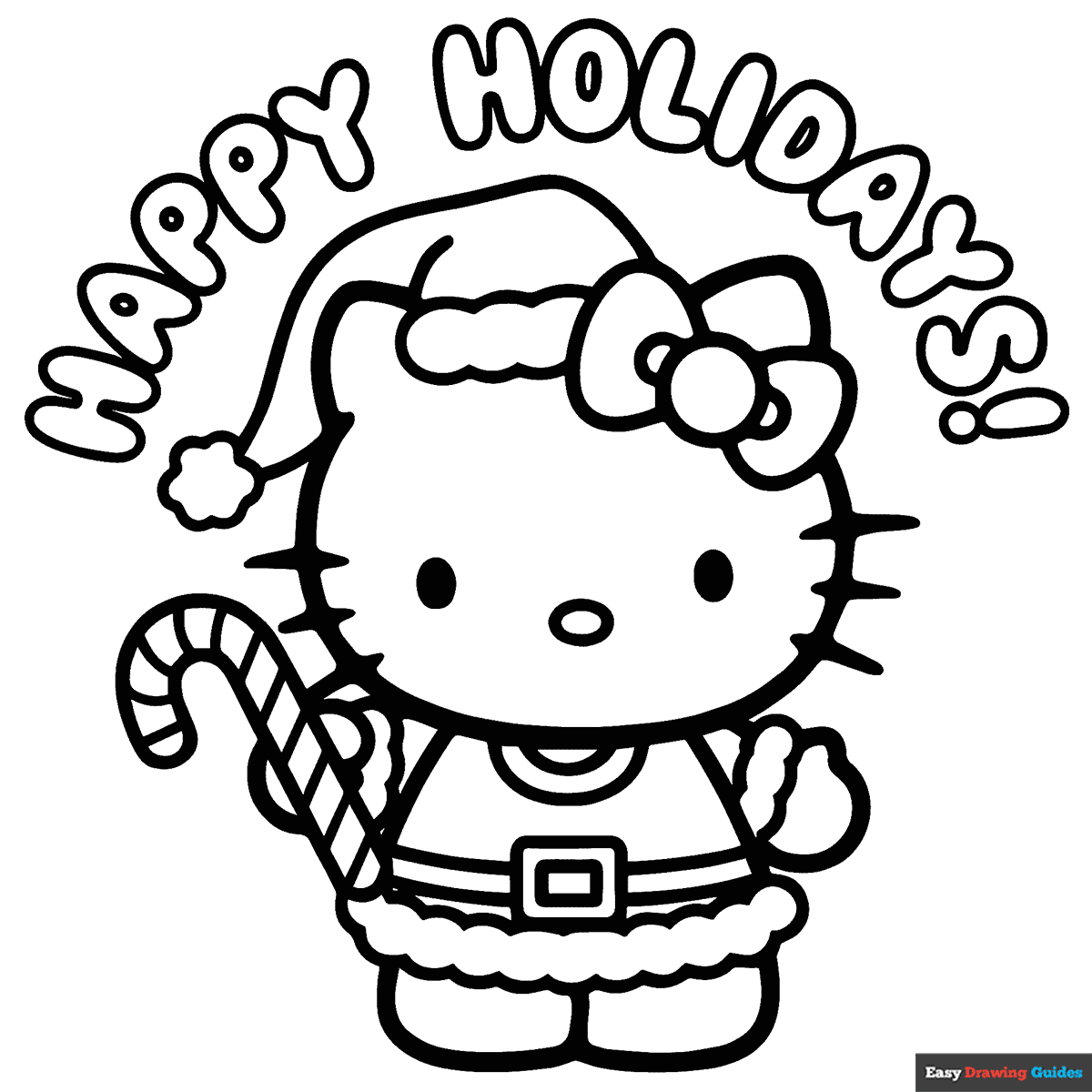 hello kitty for the holidays coloring page easy drawing guides hello kitty for the holidays coloring page easy drawing guides
