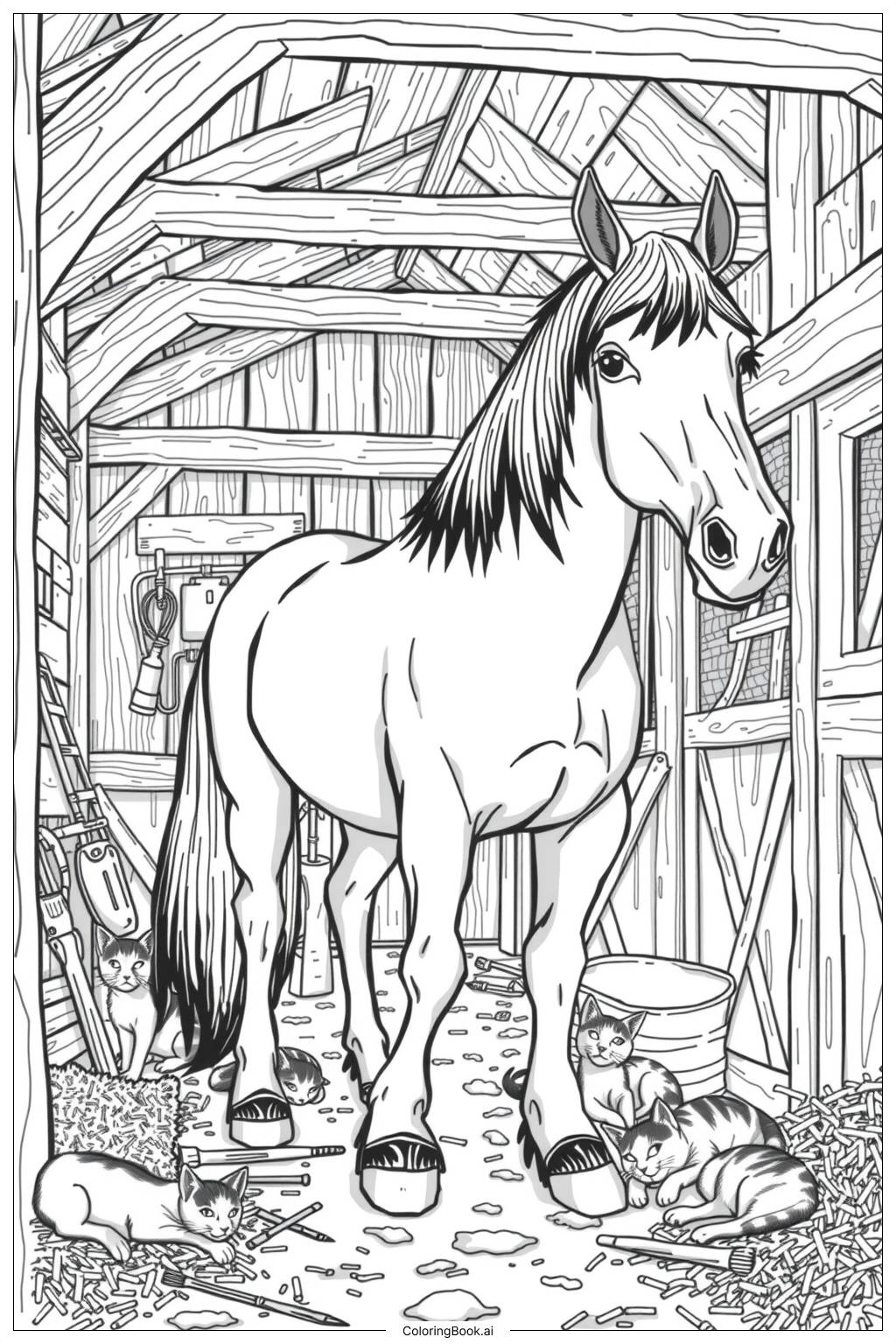 Horse Galloping Through The Forest 2 Coloring Page Free PDFu0026PNG Printable 
