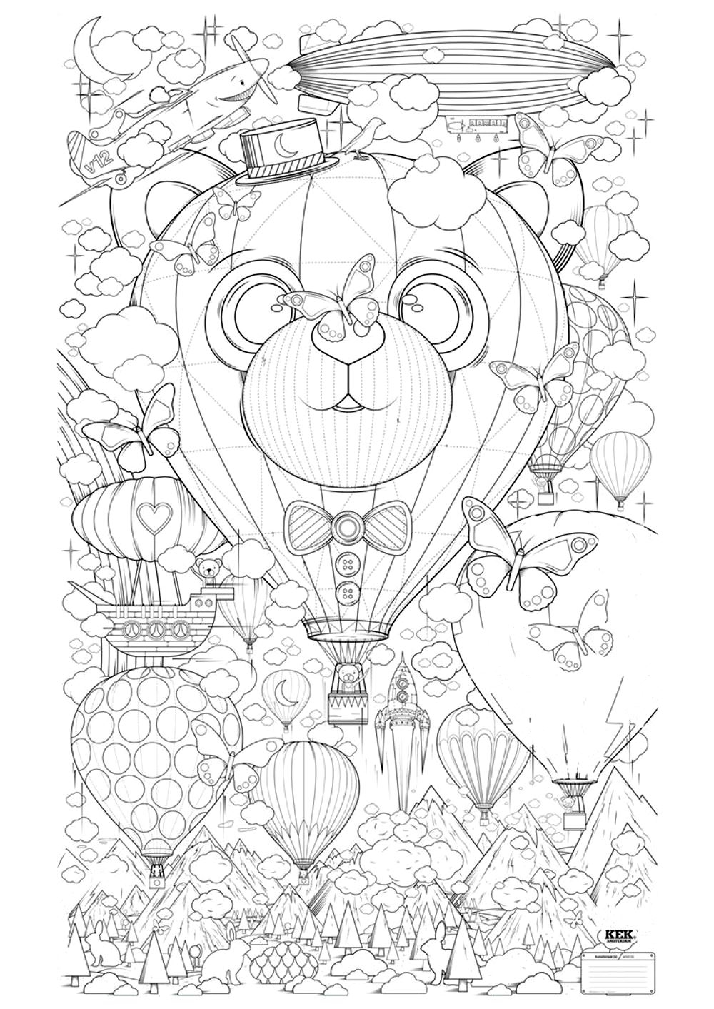 Hot Air Balloon Zen Anti Stress To Print Anti stress Zen Coloring Pages
