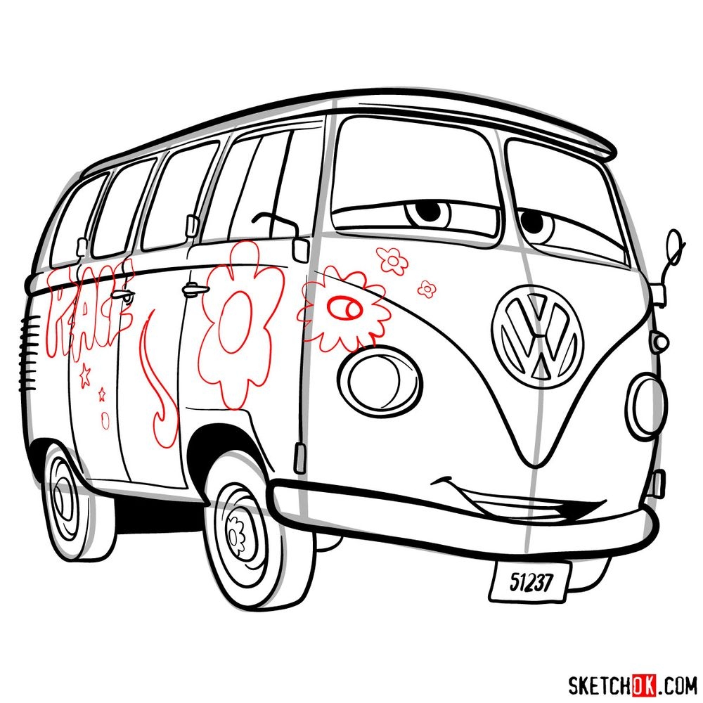 How To Draw Fillmore From Pixar Cars Sketchok Easy Drawing Guides How To Draw Fillmore From Pixar Cars Sketchok Easy Drawing Guides