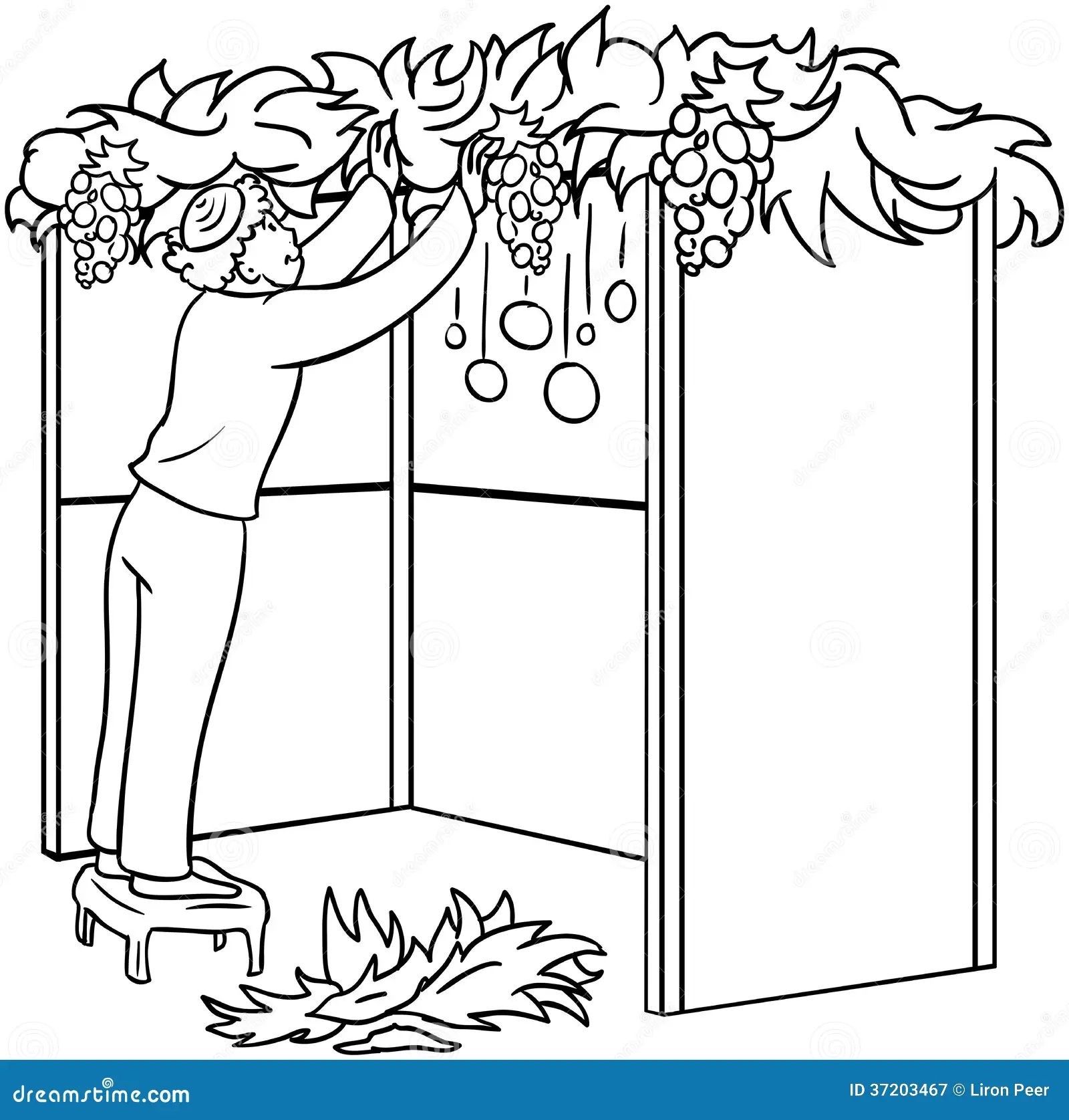 Jewish Guy Builds Sukkah For Sukkot Coloring Page Stock Vector Illustration Of Fabric Architecture 37203467