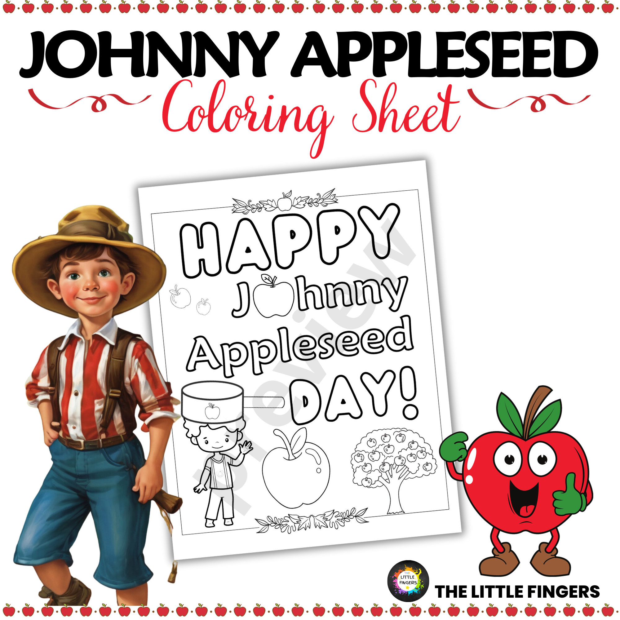 JOHNNY APPLESEED COLORING SHEET Made By Teachers JOHNNY APPLESEED COLORING SHEET Made By Teachers