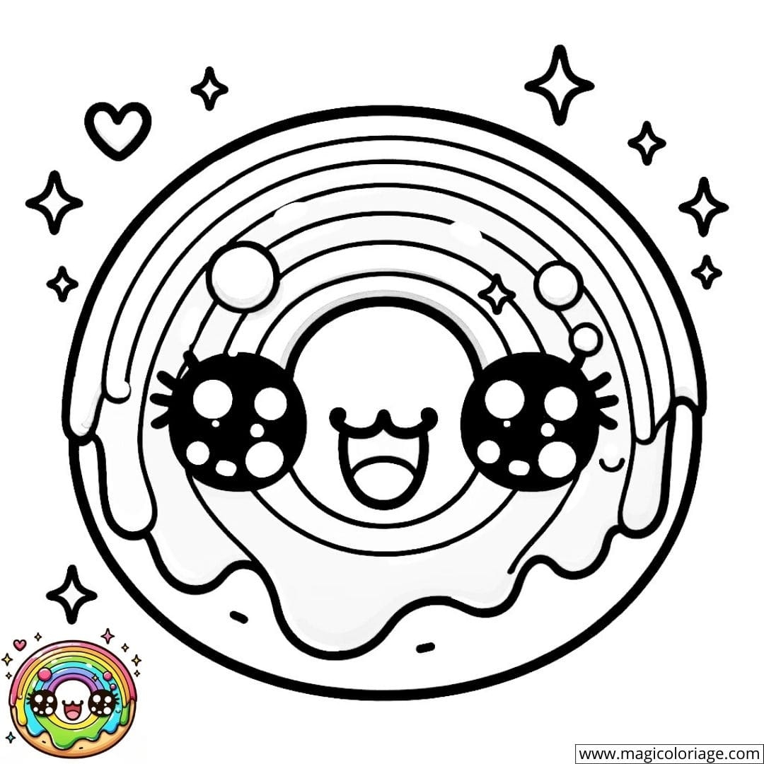 Kawaii Rainbow Donut Coloring Page Kawaii Rainbow Donut Coloring Page