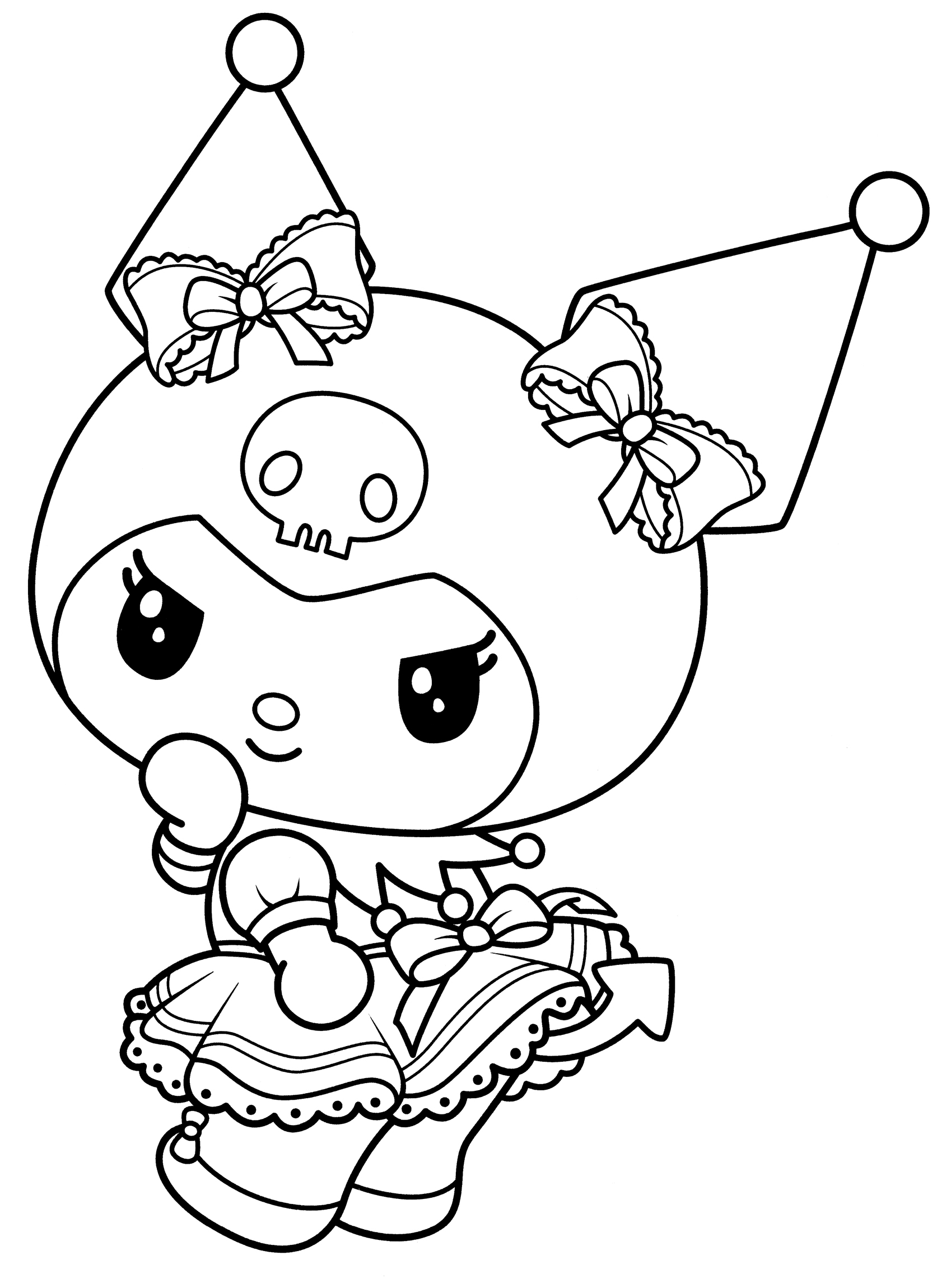Kuromi In A Short Dress Coloring Page Free And Printable