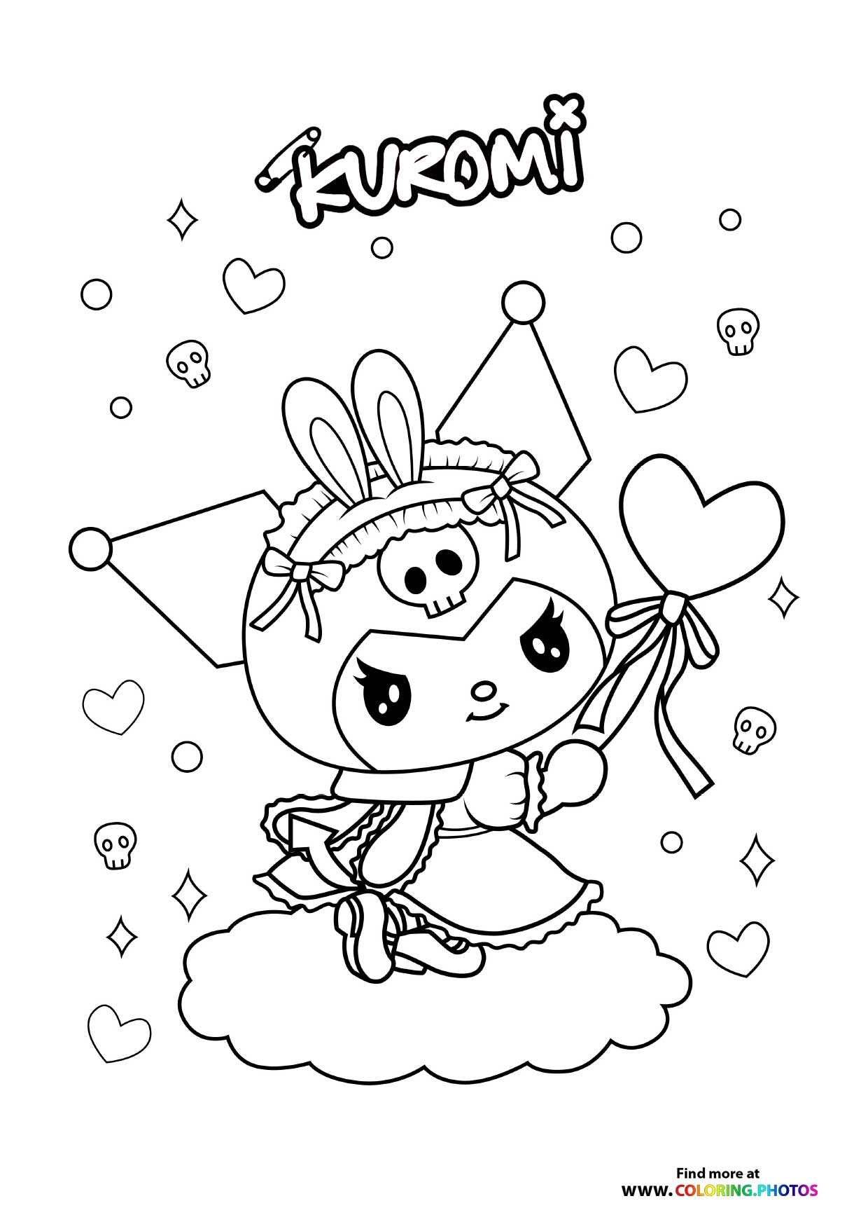 Kuromi On A Cloud Coloring Pages For Kids