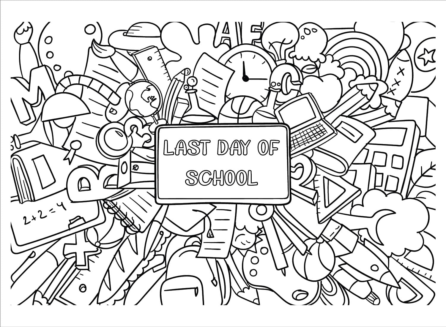 Last Day Of School Free Coloring Page Download Print Or Color Online For Free