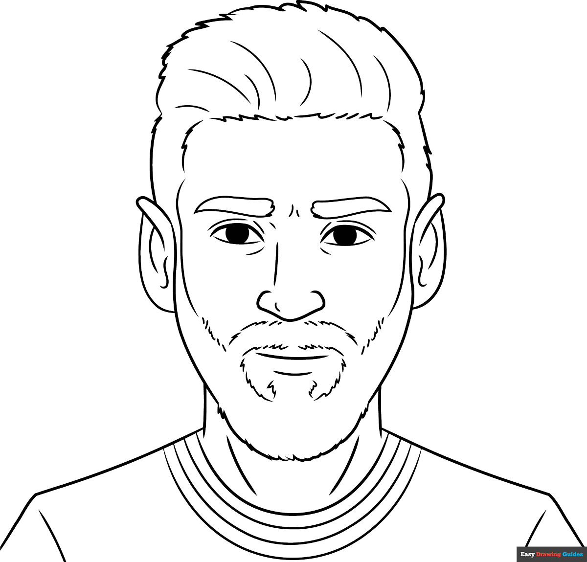 Lionel Messi Easy Coloring Page Easy Drawing Guides
