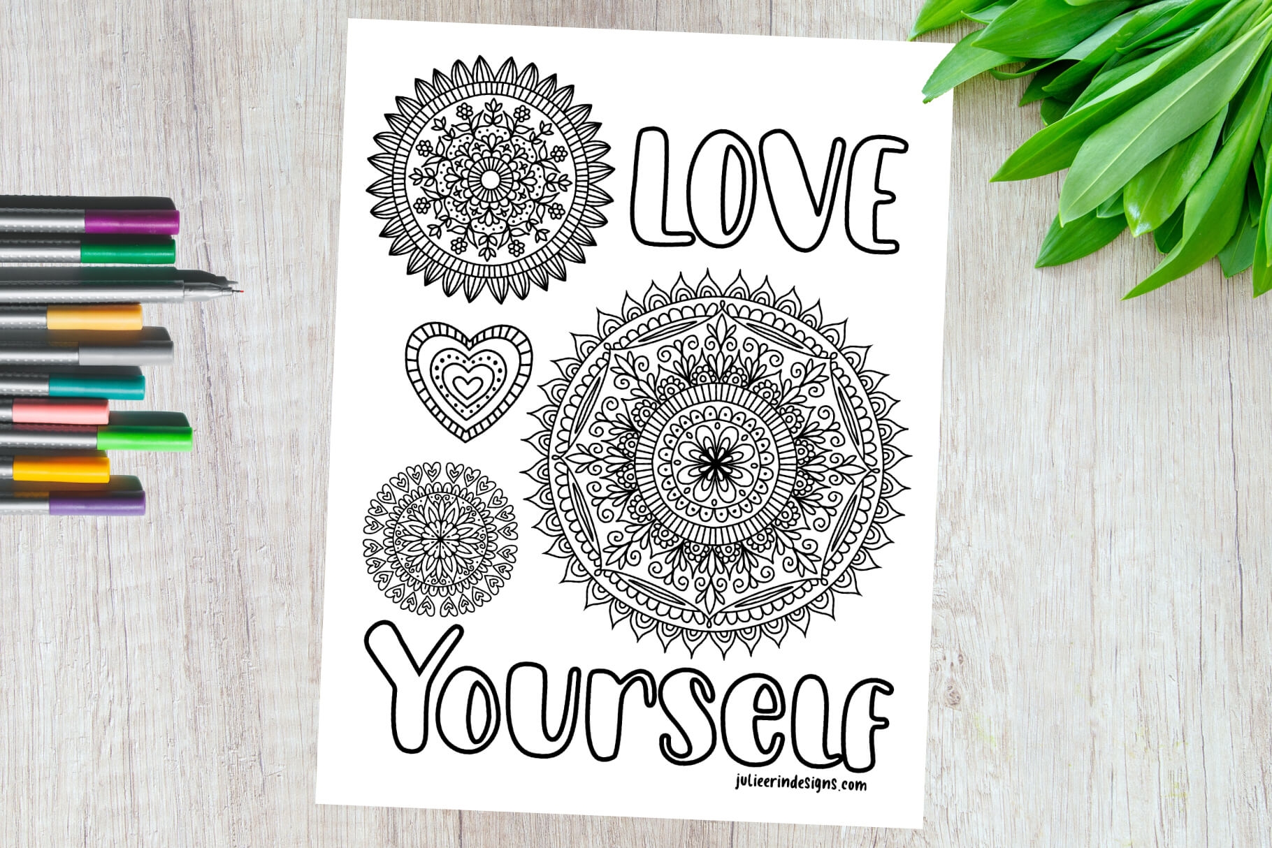 Love Yourself Mandala Coloring Page Julie Erin Designs Love Yourself Mandala Coloring Page Julie Erin Designs