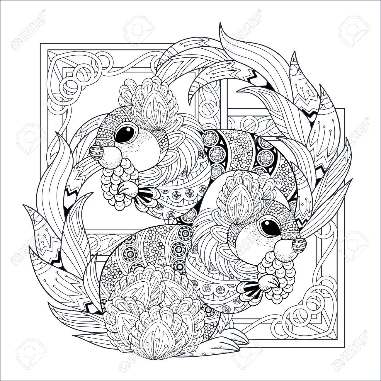 Lovely Squirrel Coloring Page In Exquisite Style Royalty Free SVG Cliparts Vectors And Stock Illustration Image 46942928 