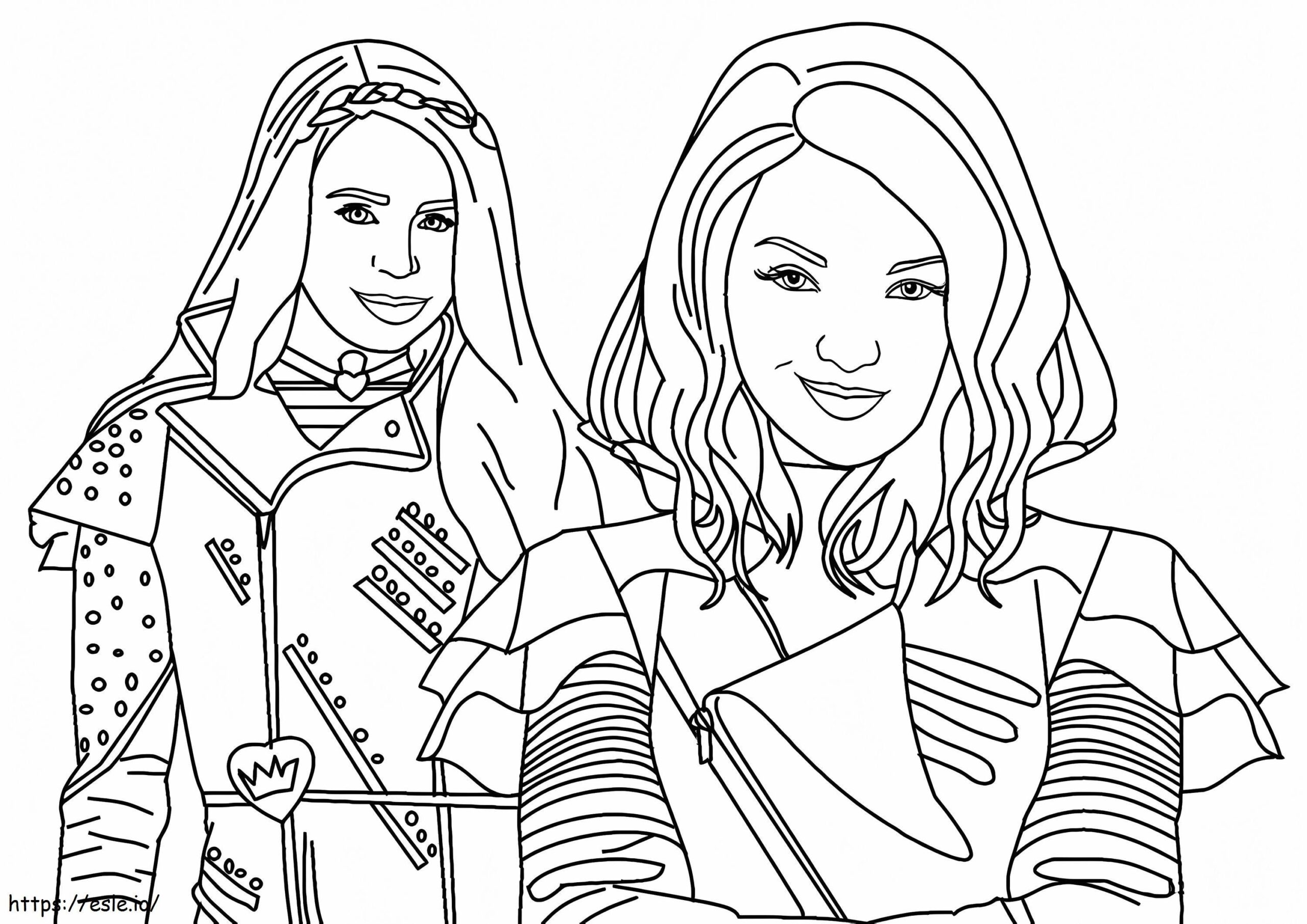 Mal And Evie Descendants Coloring Page Mal And Evie Descendants Coloring Page