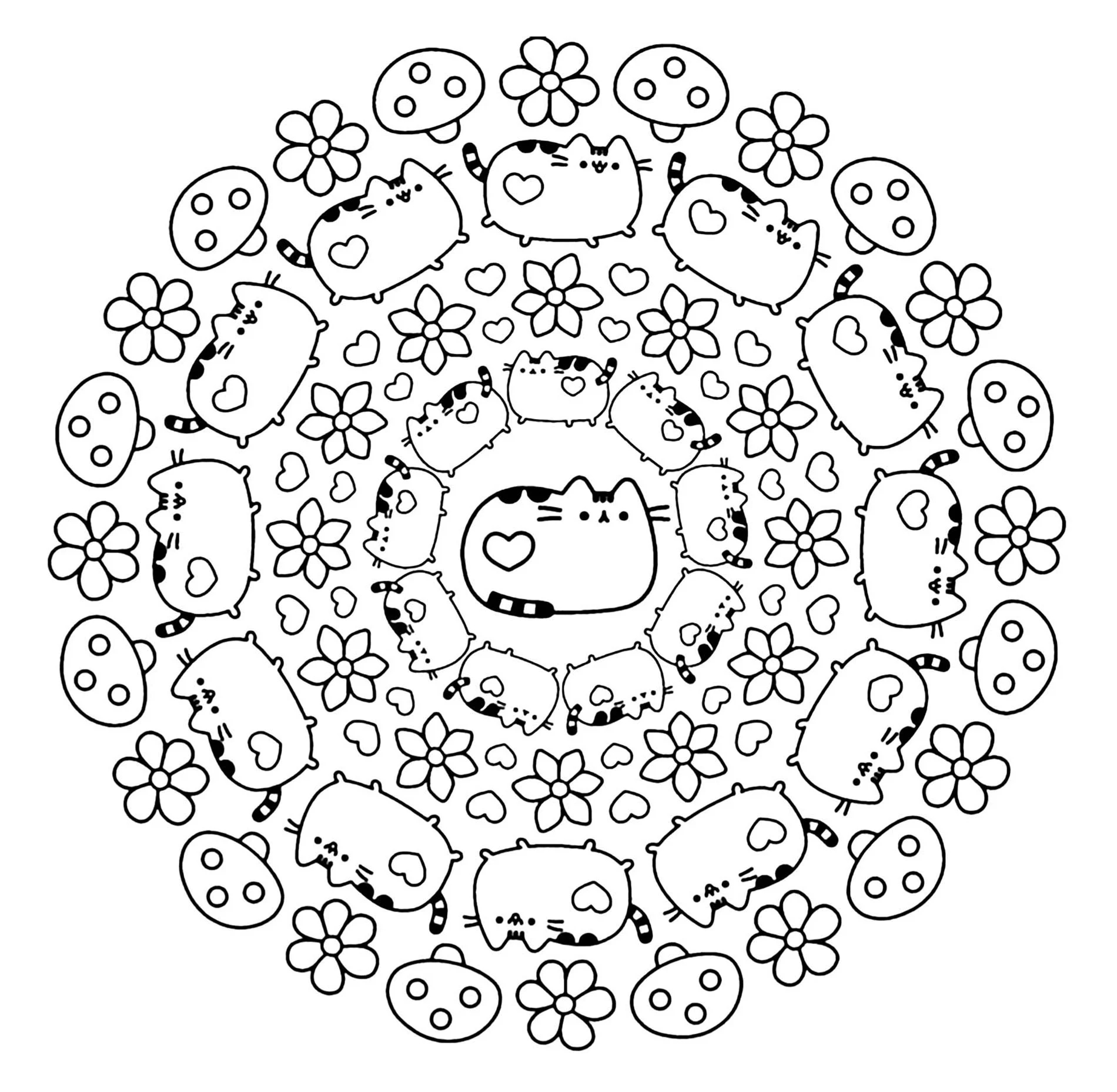 Mandala Pusheen Pusheen Coloring Pages